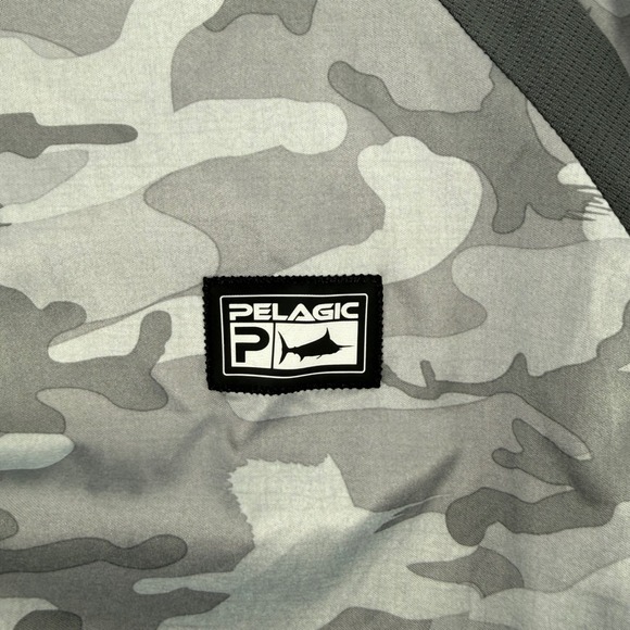 Pelagic VaporTek Mens Large Grey Camo Long Sleeve Fishing Shirt UPF 50+ UV - Picture 5 of 12